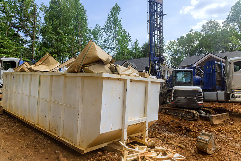 Providing containers for disposal of trash recycling construction waste in manner that respects environment